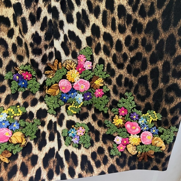 Moschino Vintage 1990s Leopard Print Embroidered Dress, size Small - Picture 8 of 11